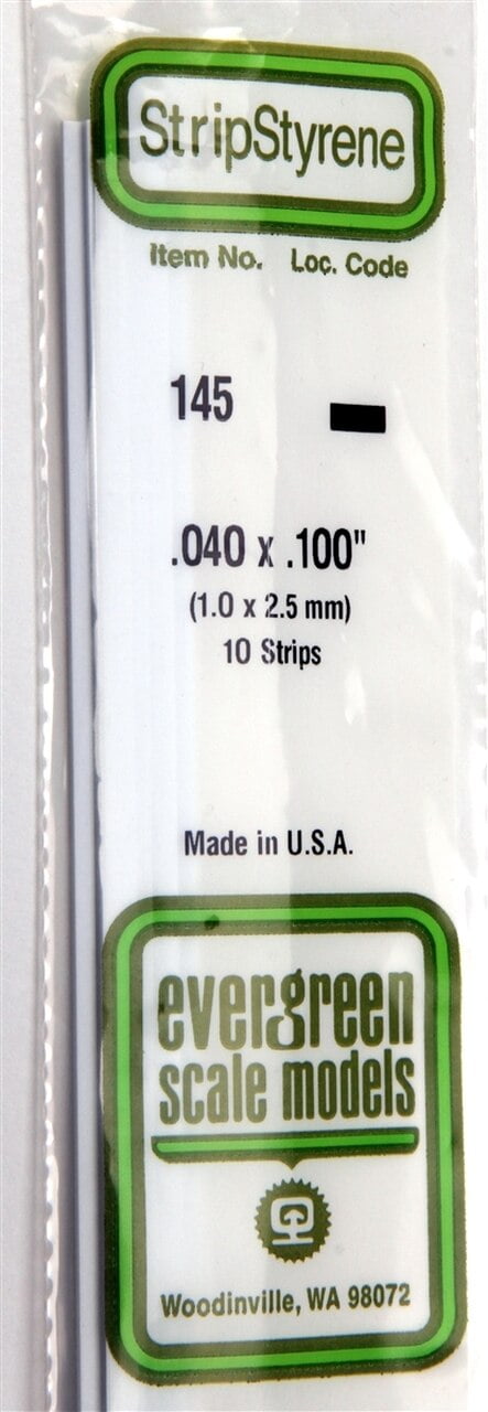 Top Evergreen Scale Models 350 x 1,0 x 2,5 mm, 10 Pieces Article Number 145
