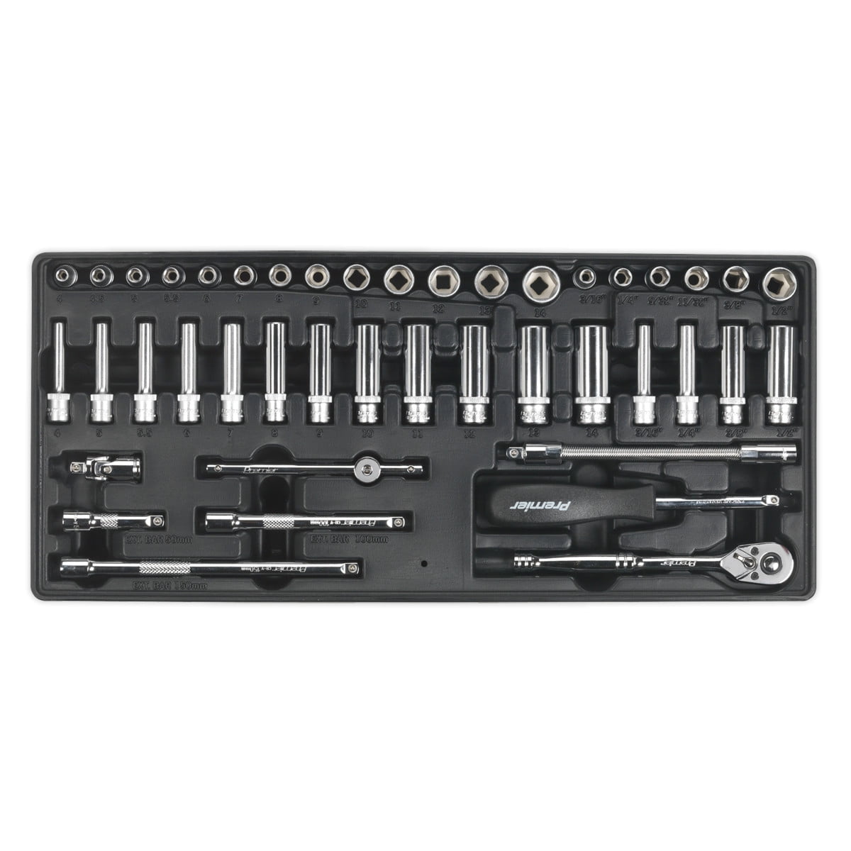Sealey TBT19 Premier Socket Set with Tool Tray 1/4""Sq Drive 43pc