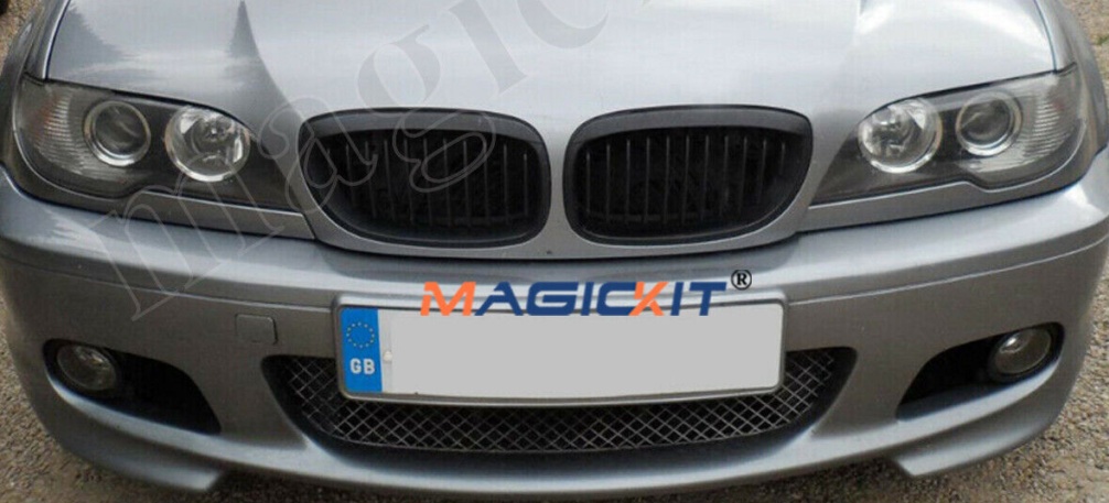 Matte Black Front Kidney Grill Grille for BMW 3-Series E46 2DR Coupe 2003-2005