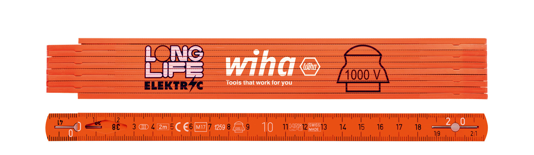 WIHA Electrician's Folding Ruler LongLife Plus Composite 2m 42068 UV Orange