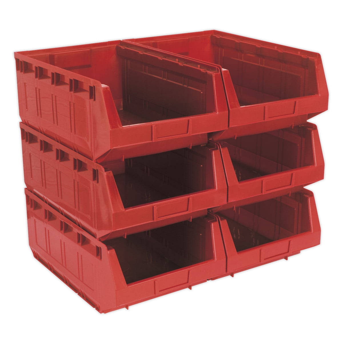 Sealey Plastic Storage Bin 310 x 500 x 190mm - Red Pack of 6 TPS56R - Image 2