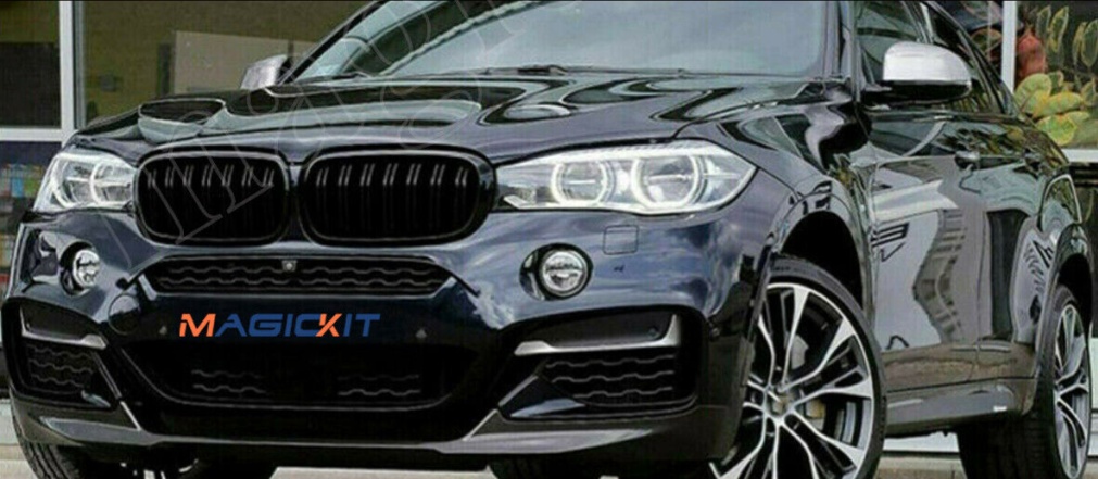 FOR BMW F15 F85 X5 F16 F86 X6 KIDNEY GRILLE GRILLS GLOSS BLACK TWIN SLATS 14-18