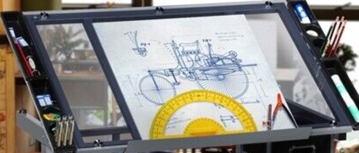 Rolling Drafting Table Angle Adjustable Drawing Artwork Desk with Glass Tabletop