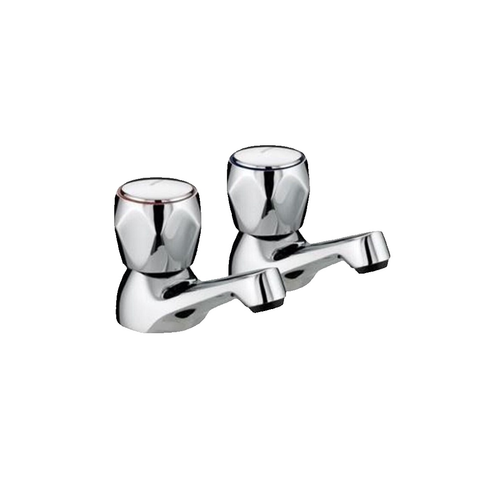 Bristan VAC 1/2 C MT Club Traditional Basin Taps Chrome Pair With Metal Heads