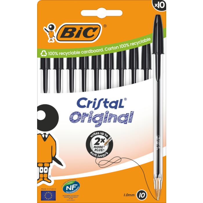 3x Bic Cristal Original Ballpoint Pens Medium Tip (1 mm) – Black, Box of 10 - Image 4