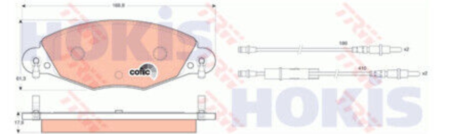 Brake pads GDB1449 TRW for CITROËN C5 I C5 I Estate C5 II C5 II Break