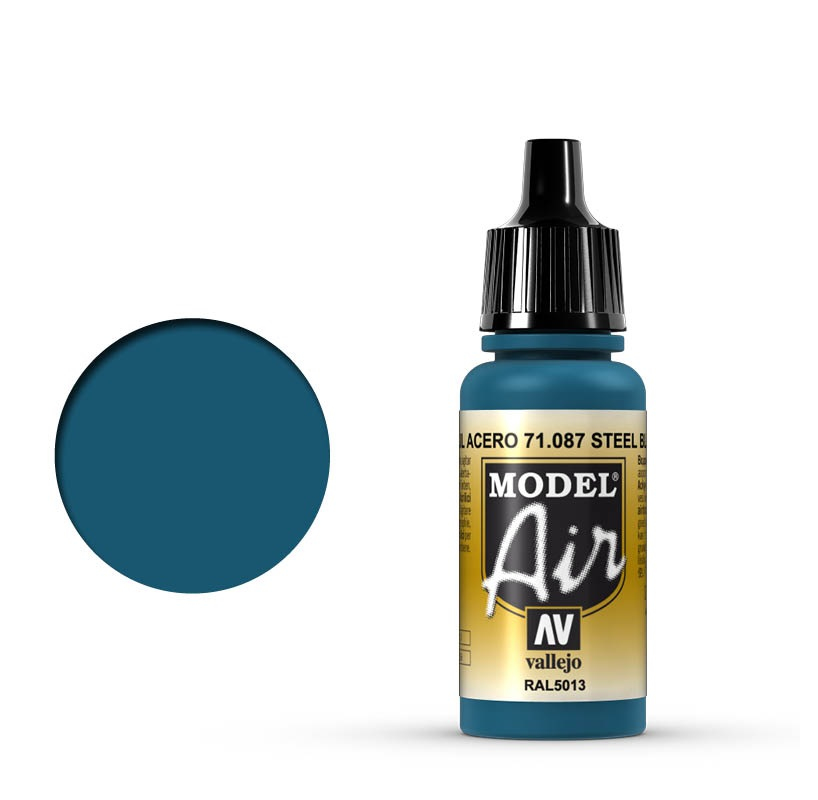 Vallejo Model Air - Steel Blue 18ml Model Paint 71087