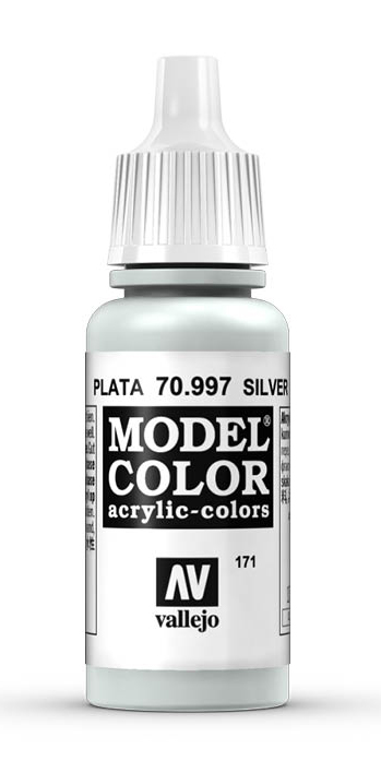 Vallejo Model Colour Silver Metallic Acrylic 17ml Dropper Bottle - 70.997