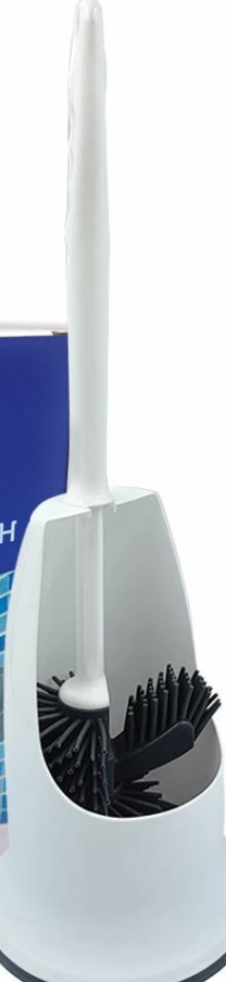 Silicone Toilet Brush Set with Spare Head and Built-In Rim Cleaner