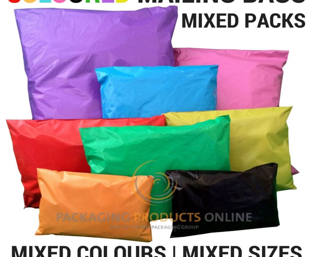 Coloured Mailing Postage Bags - MIXED PACK - Postal Poly Self Seal Parcel