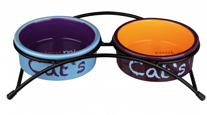 TRIXIE EAT ON FEET CERAMIC CAT BOWLS WITH STAND RAISED CAT KITTEN DISH 24791
