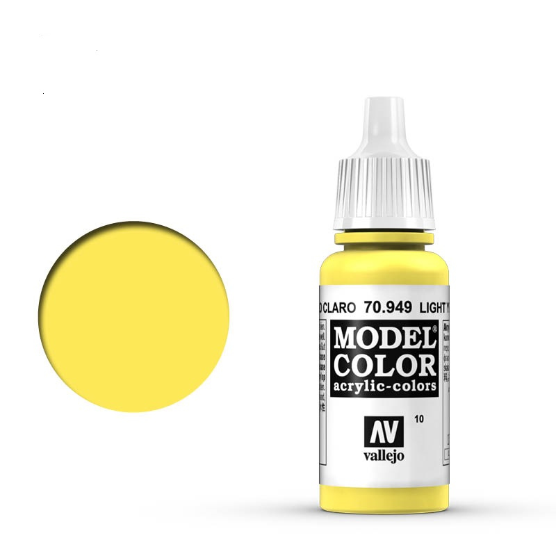 Vallejo Model Color Light Yellow Acrylic 18ml/0.60 fl oz Dropper Bottle - 70.949