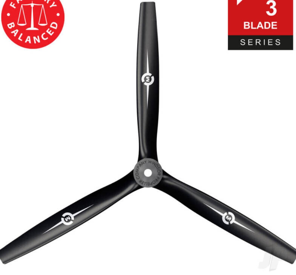 Master Airscrew 16x8 3-Blade – RC Plane Propeller Prop Reverse/Pusher