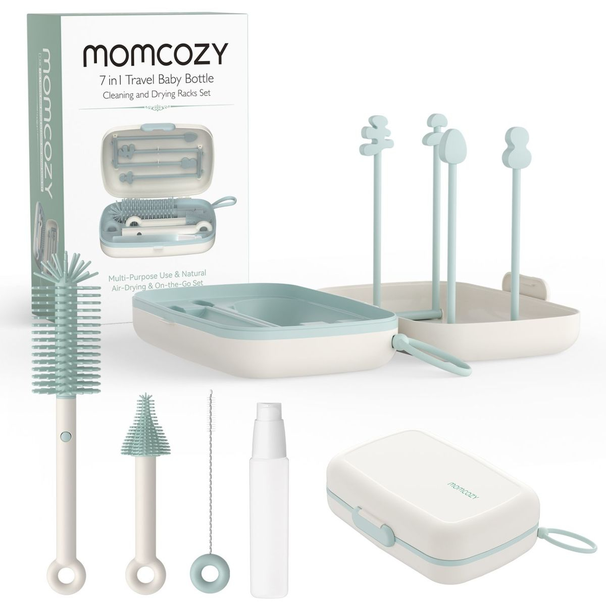 Momcozy Weiss 7-In-1 Flaschenbürstenset, Tragbar