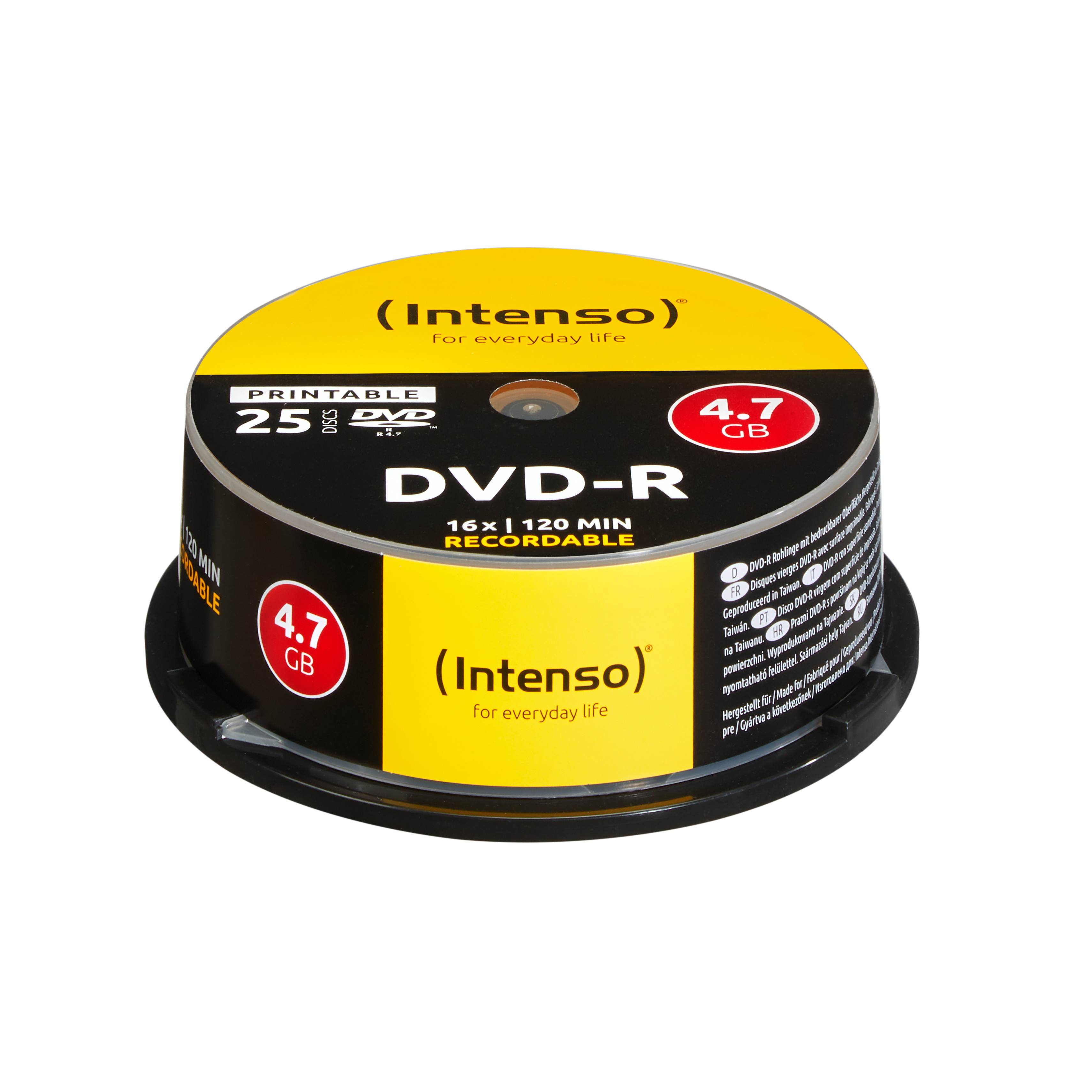100 Intenso Blank Printable DVD DVD-R 16x 4.7GB 120 mins discs Cakebox 4801154