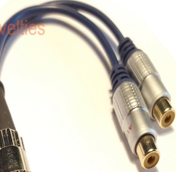NAIM 4 PIN TWIST-LOCKING DIN TO 2 X PHONO RCA SOCKETS OFC CABLE (15 CM)