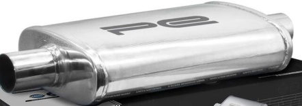 2.25 inch 5x8 Oval x 14 inch C/O Exhaust Silencer 304 Stainless Steel