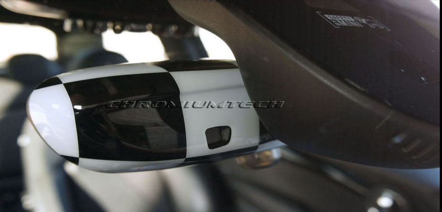 MK3 MINI F54 F55 F56 F57 F60 Chequered Flag Rear View Mirror Cover Auto Dimming