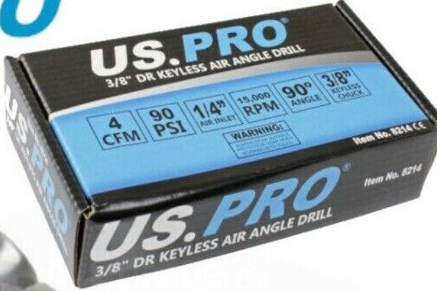 US PRO Tools Air Angle Drill 3/8"" Keyless Chuck Pneumatic Tool 15000rpm NEW 8214