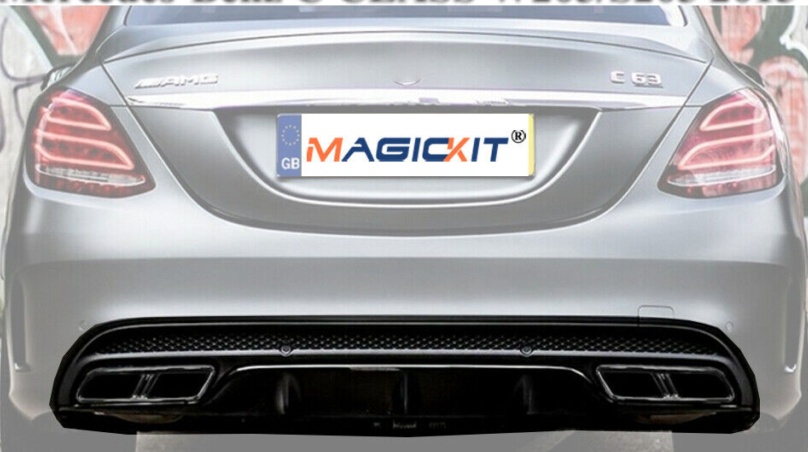 C63 Style Rear Diffuser & Exhaust Tips for Mercedes-Benz C Class W205/S205 15-20