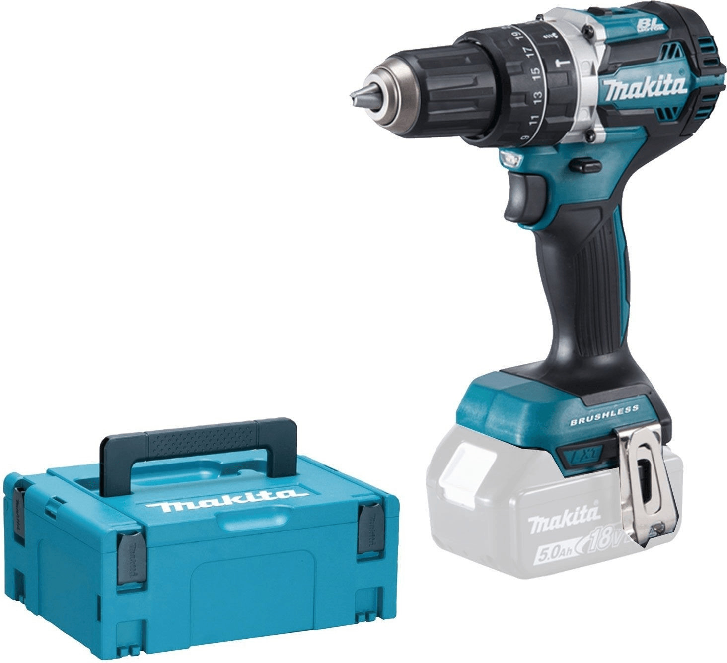 Makita DHP484ZJ Cordless 18V LXT Brushless 2-Speed Combi Drill with MAKPAC 2 Box