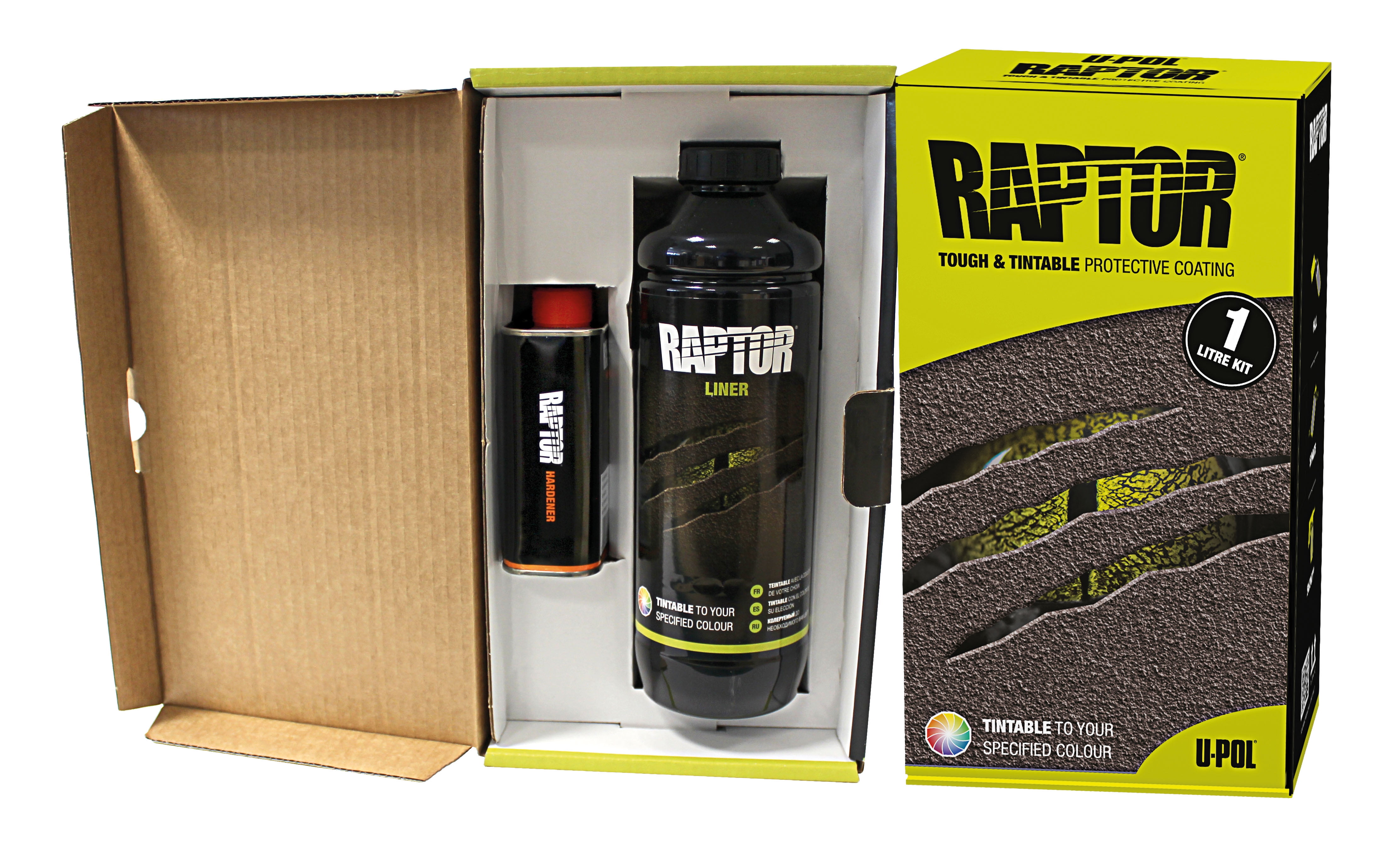 U-Pol Raptor TINTABLE 1L Bottle Kit Tough Urethene Coating Liner Protective