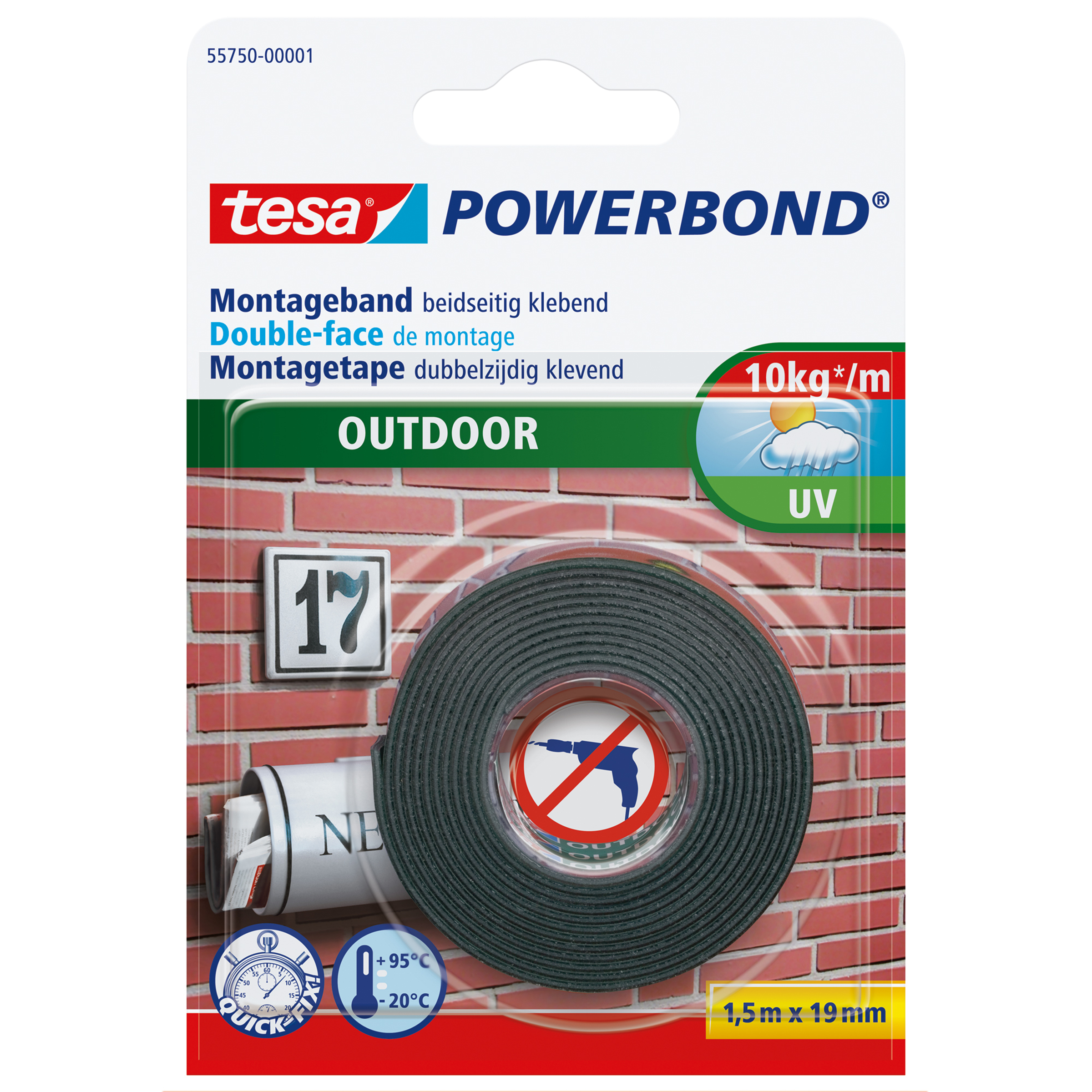 tesa® 55750 Outdoor Double Sided Tape 19mm x 1.5m