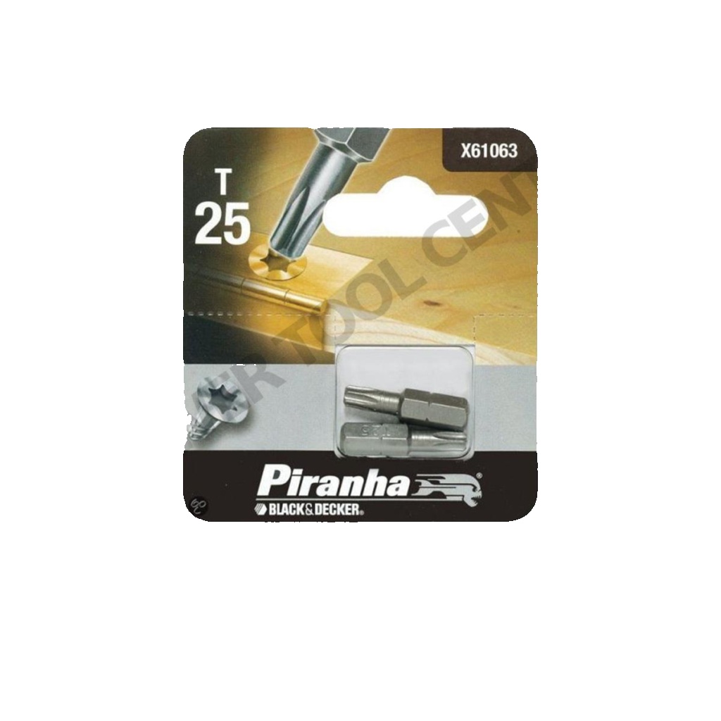 Black & Decker X61063 2x 25mm Piranha 25T Torx Head Hex Shank Screwdriver Bits