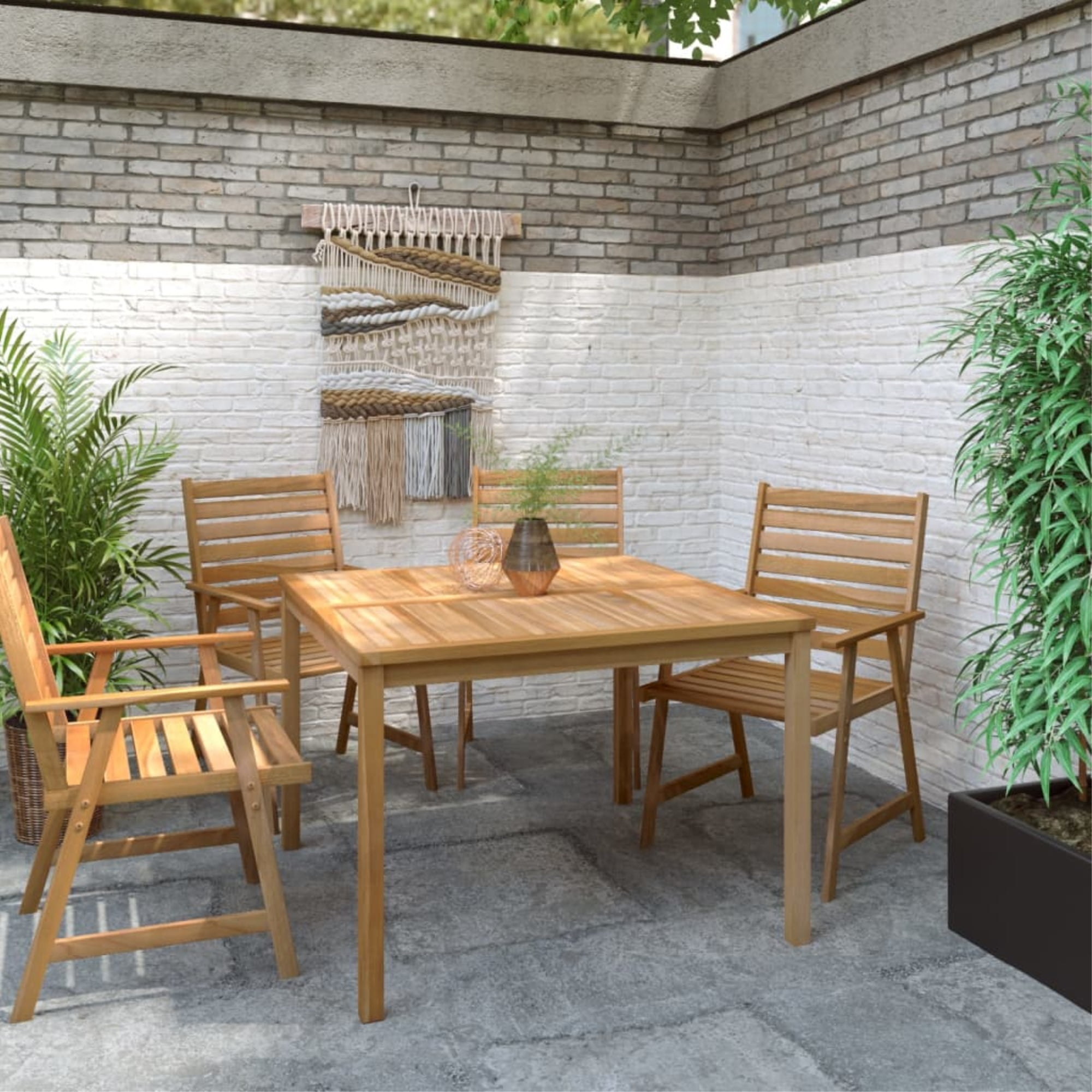 Vidaxl Garden Dining Table 110X110x77 Cm Solid Teak Wood