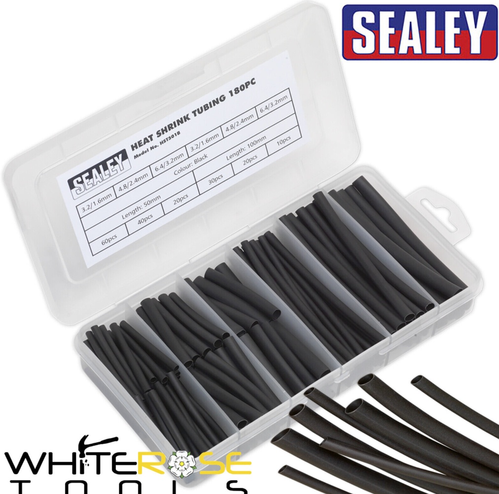 Sealey HST501B Heat Shrink Tubing Assortment 180pc 50 & 100mm Black - Image 7