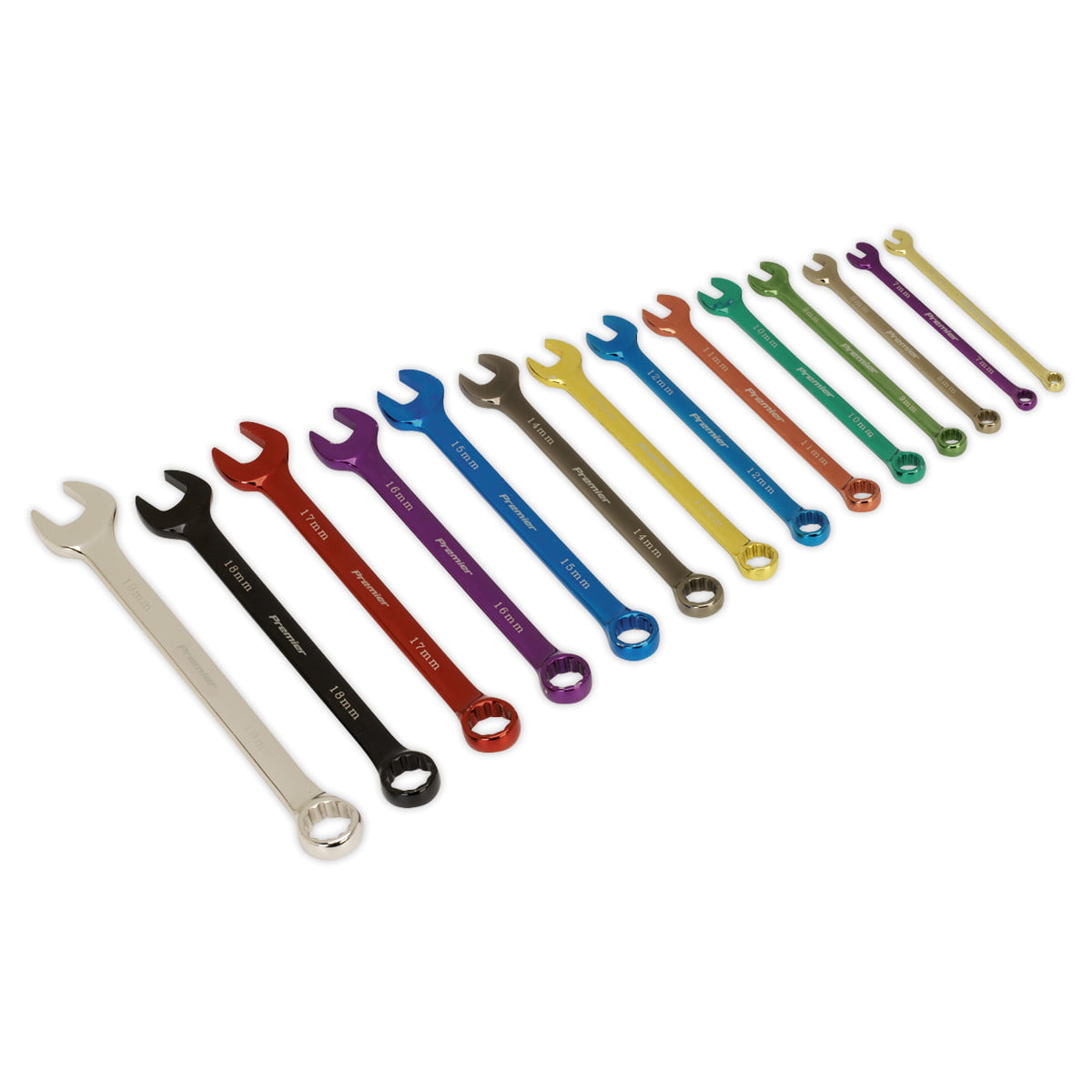 Sealey AK6314 Combination Spanner Set Multi-coloured 14pc Metric