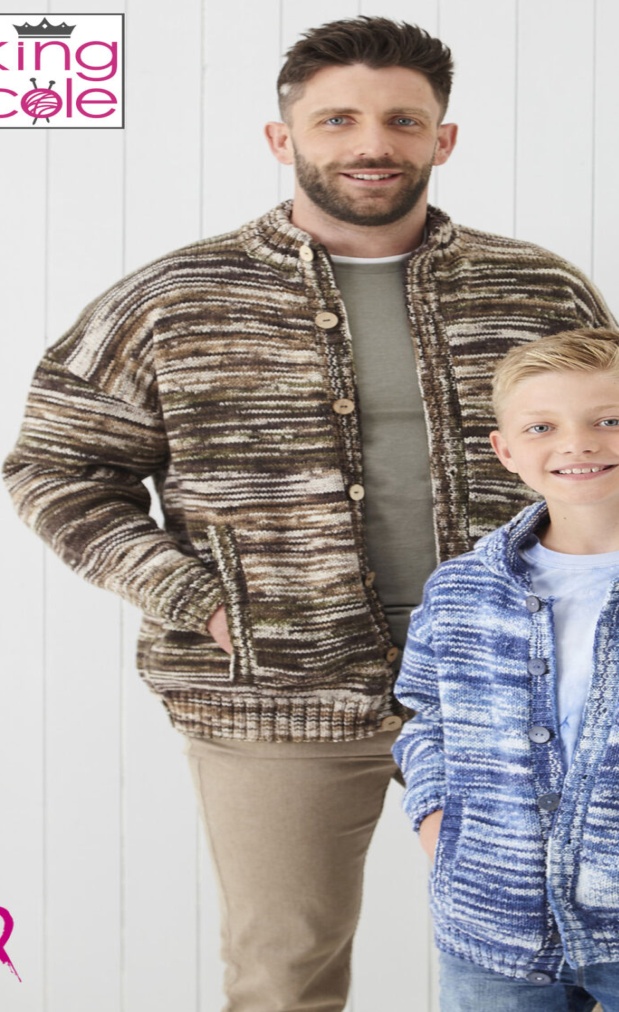 King Cole Mens Boys Easy Knit Double Knit Knitting Pattern Cardigans 6080 - Image 5