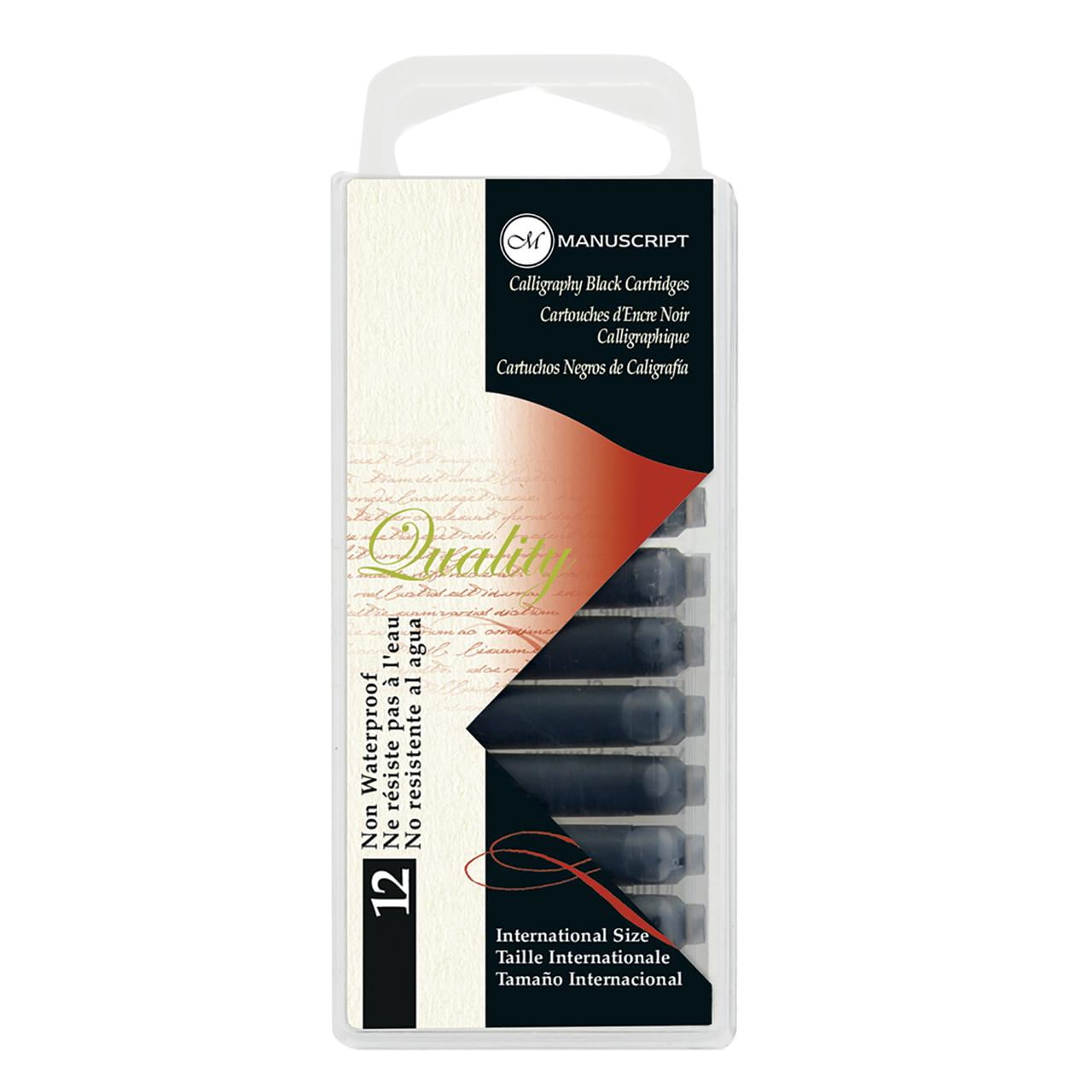 Manuscript Calligraphy Ink Cartridges Black 12 Pack For Fountain Pens