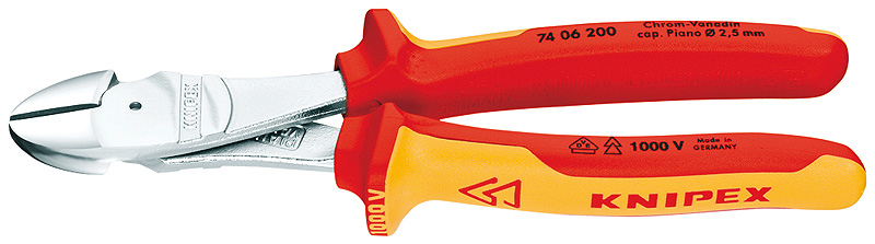 KNIPEX 7406200 VDE High Leverage Diagonal Cutter chrome-plated 200 mm - Image 3