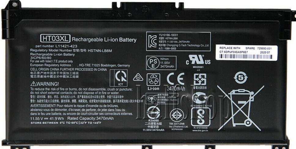 For HP PAVILION 15-CS 15-CW 15-DA 15-DB 15S-FQ 17-BY 17-CA BATTERY HT03XL