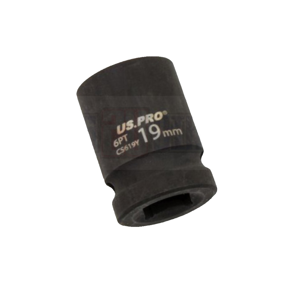 USPRO 19MM SHALLOW IMPACT SOCKET 1/2"" DRIVE 6PT 6 POINT SINGLE METRIC HEX WRENCH