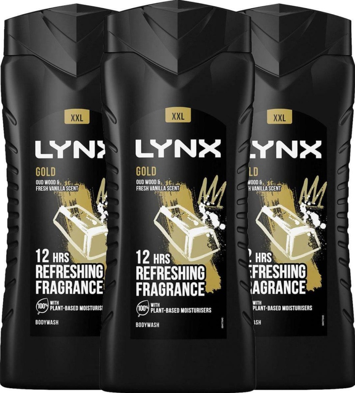Lynx Gold 12H Refreshing Fragrance Shower Gel Bodywash, 6x 500ml