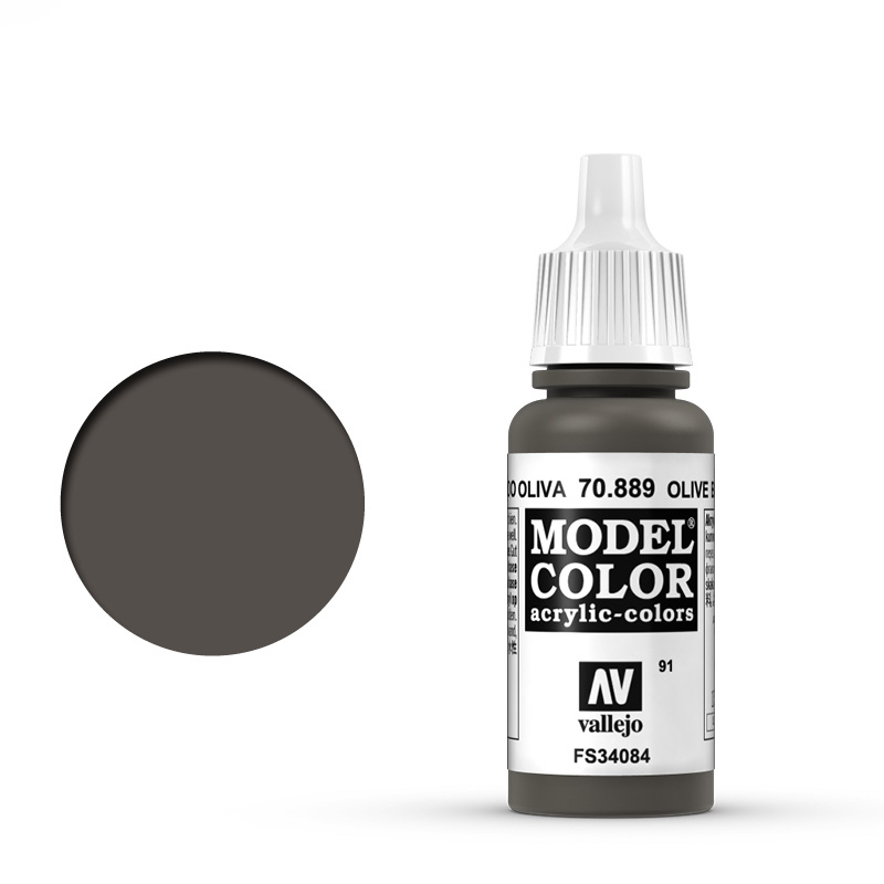 Vallejo Model Color Olive Brown Acrylic 17ml/0.57 fl oz Dropper Bottle - 70.889