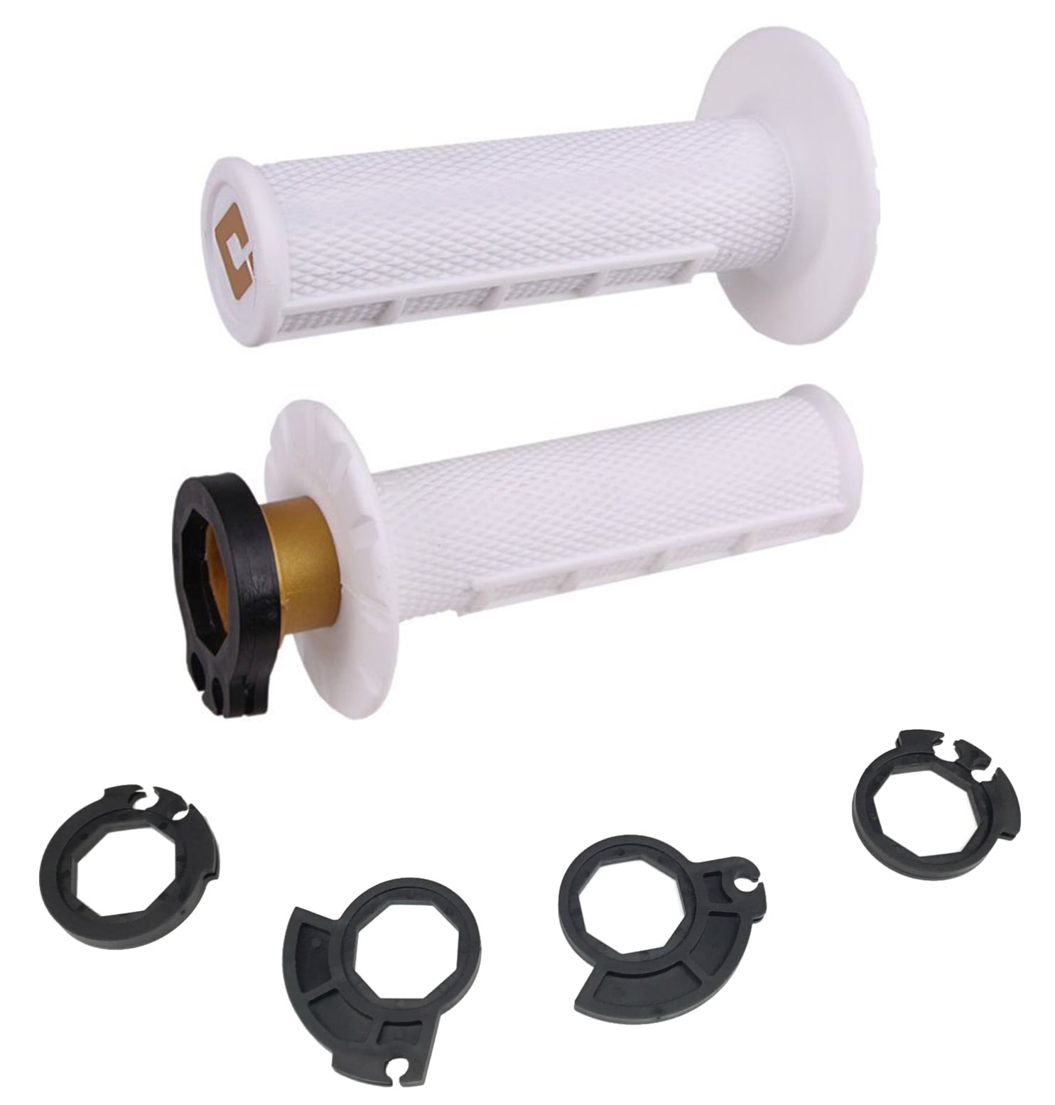 ODI LOCK ON GRIPS HALF WAFFLE WHITE MX MOTOCROSS ENDURO GRIPS 2 STROKE 4 STROKE