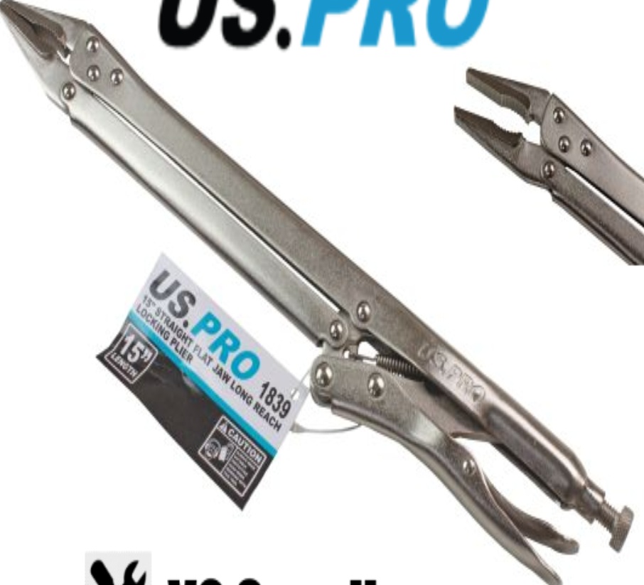US PRO Tools 15"" Straight Flat Jaw Long Reach, Nose Locking Plier, Pliers 1839