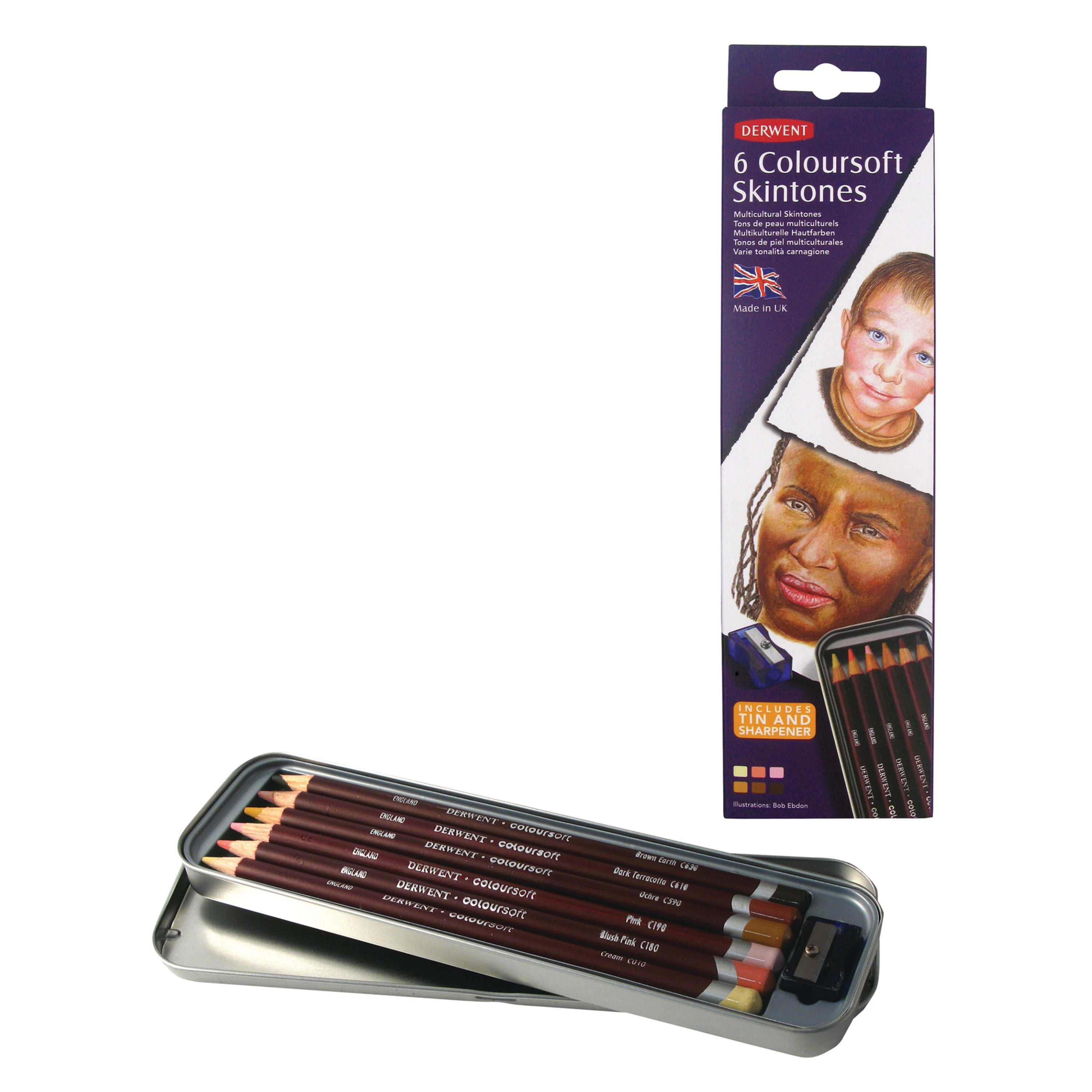 Derwent Coloursoft Skin Tone Pencil Tin Set Of 6