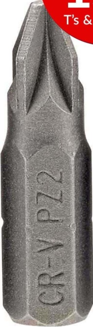 Draper 64015 PZ Type Insert Bit 1/4"" Hex 25mm Long No2 (Pack of 5)