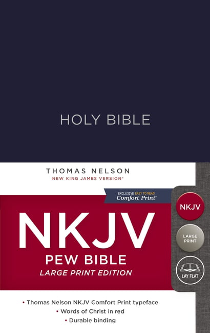 NKJV, Pew Bible, Large Print, Hardcover, Blue, Red Letter, Co... - 9780718095642