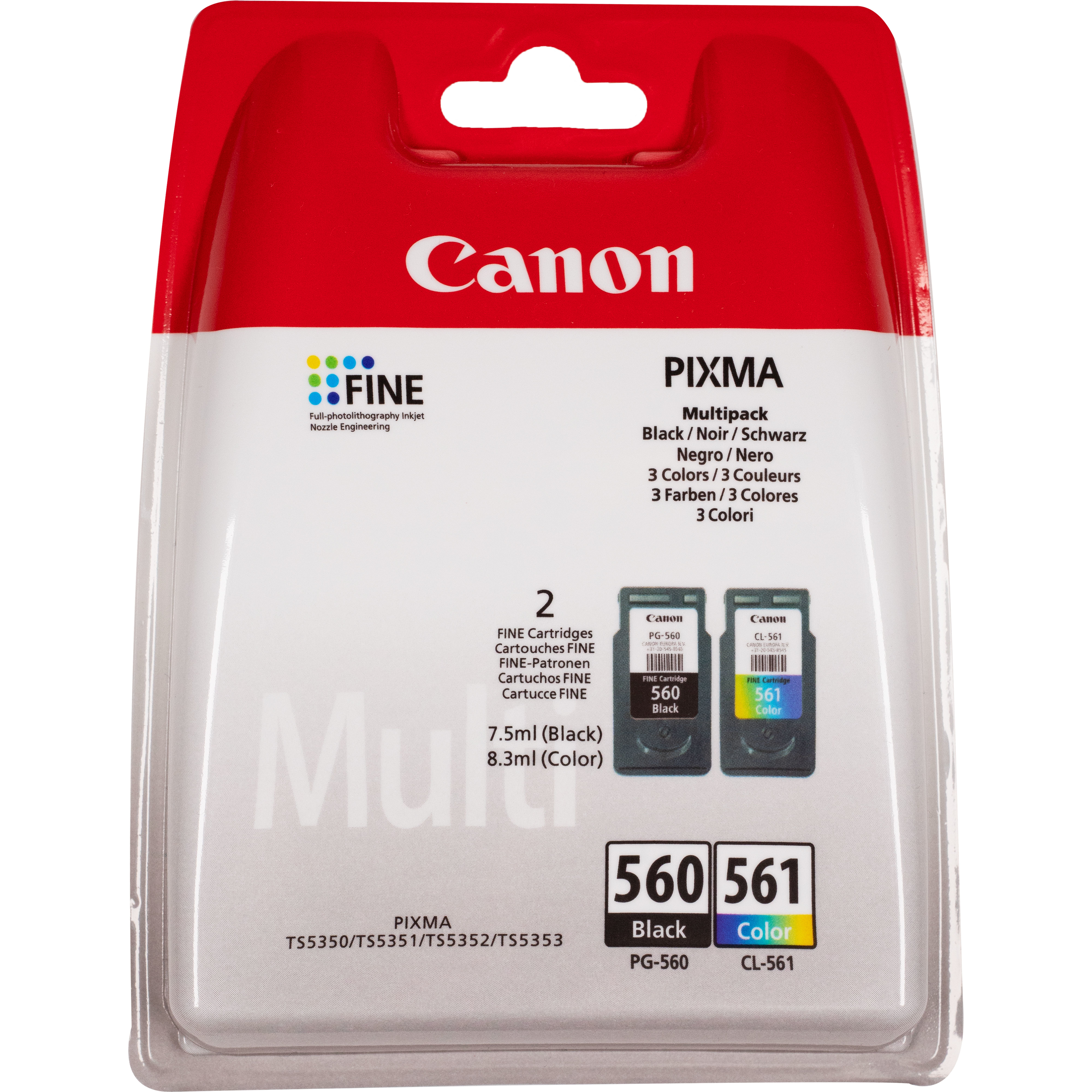 Original Canon PG560 & CL561 Ink Cartridge Multipack - For Canon PIXMA TS5350