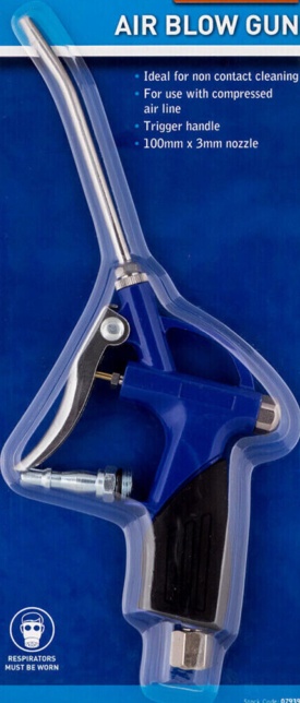 AIR BLOWER GUN TRIGGER OPERATED NOZZLE DUST BLOWING LIGHTWEIGHT BLUE SPOT 07939
