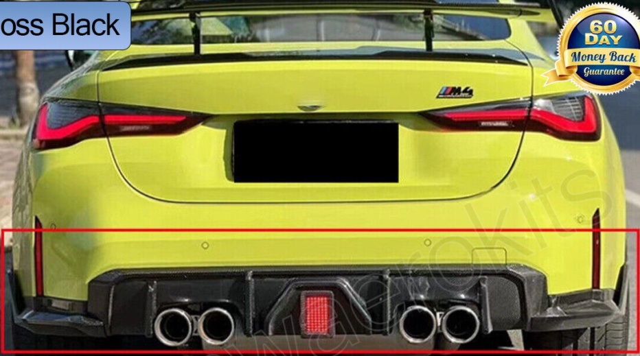Rear Diffuser Lip Gloss Black Spoiler for BMW G80 M3 G82 G83 M4 Bumper With LED