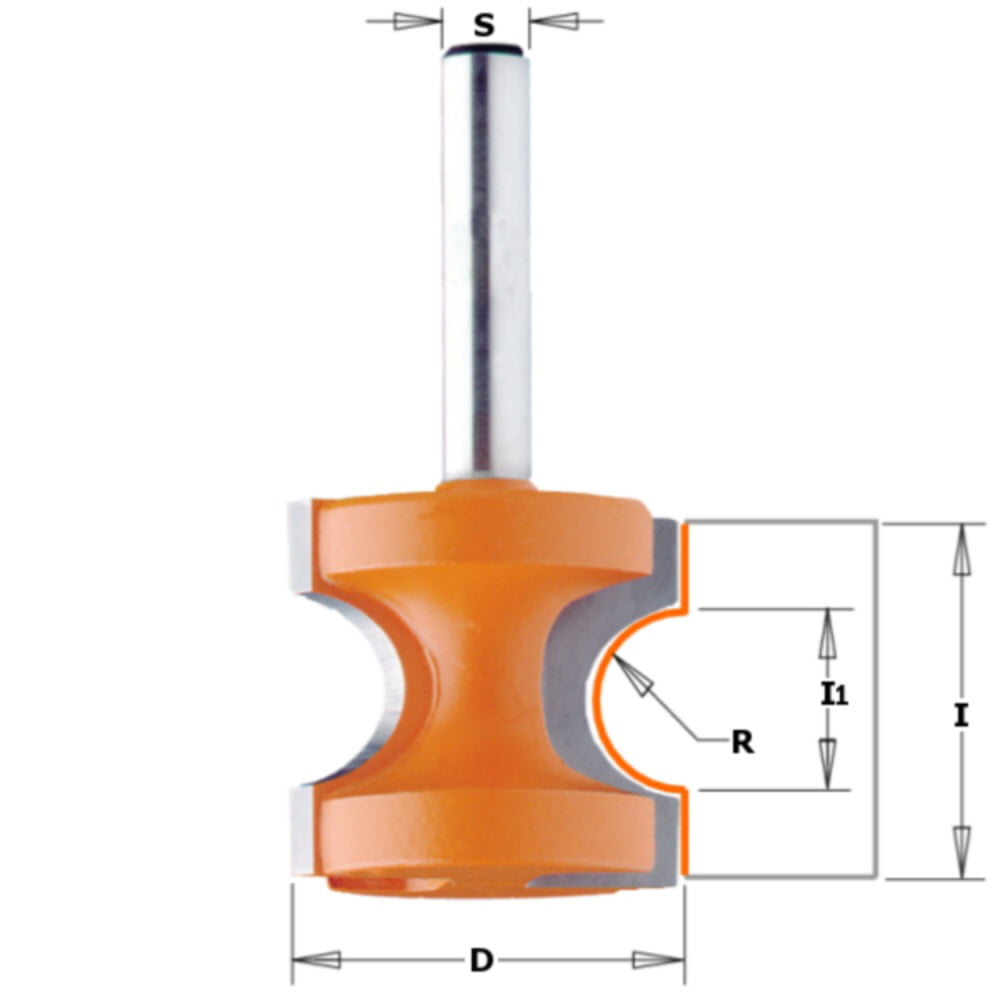 CMT Bead & Bull Nose Router Bit - 9.5mm radius x 1/2 shank