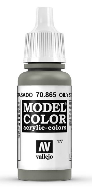 Vallejo Model Colour Oily Steel Metallic Acrylic 17ml Dropper Bottle - 70.865