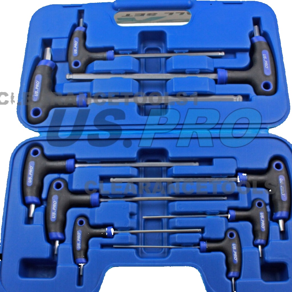 US PRO 9pc T Handle Hex Ball Set Allen Key 2mm - 10mm Ball End Hex Keys 1612 HEX