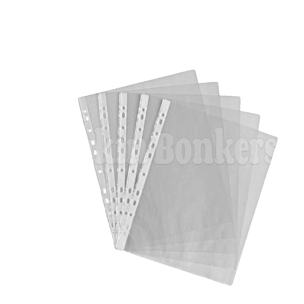 100 CLEAR A4 POLY POCKET CLEAR PAPER SHEET PUNCHED FILING FOLDER WALLET SLEEVES